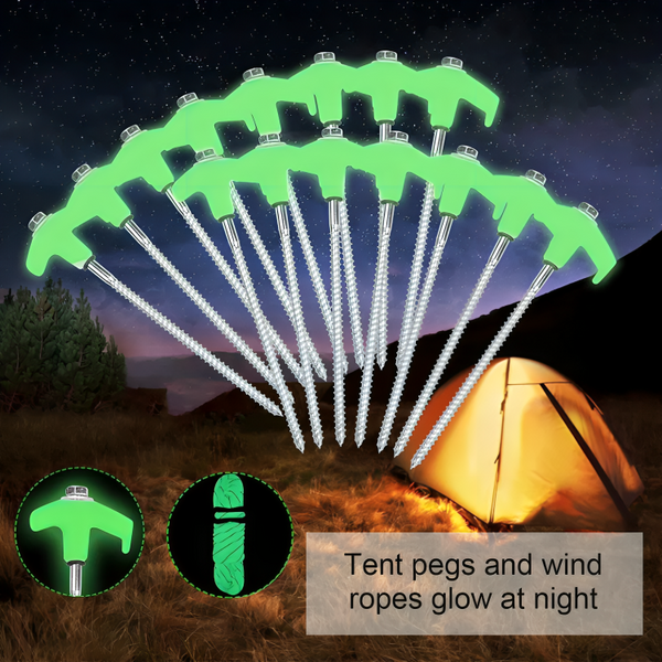 Glow In the Dark Screw Tent Pegs - 20pcs